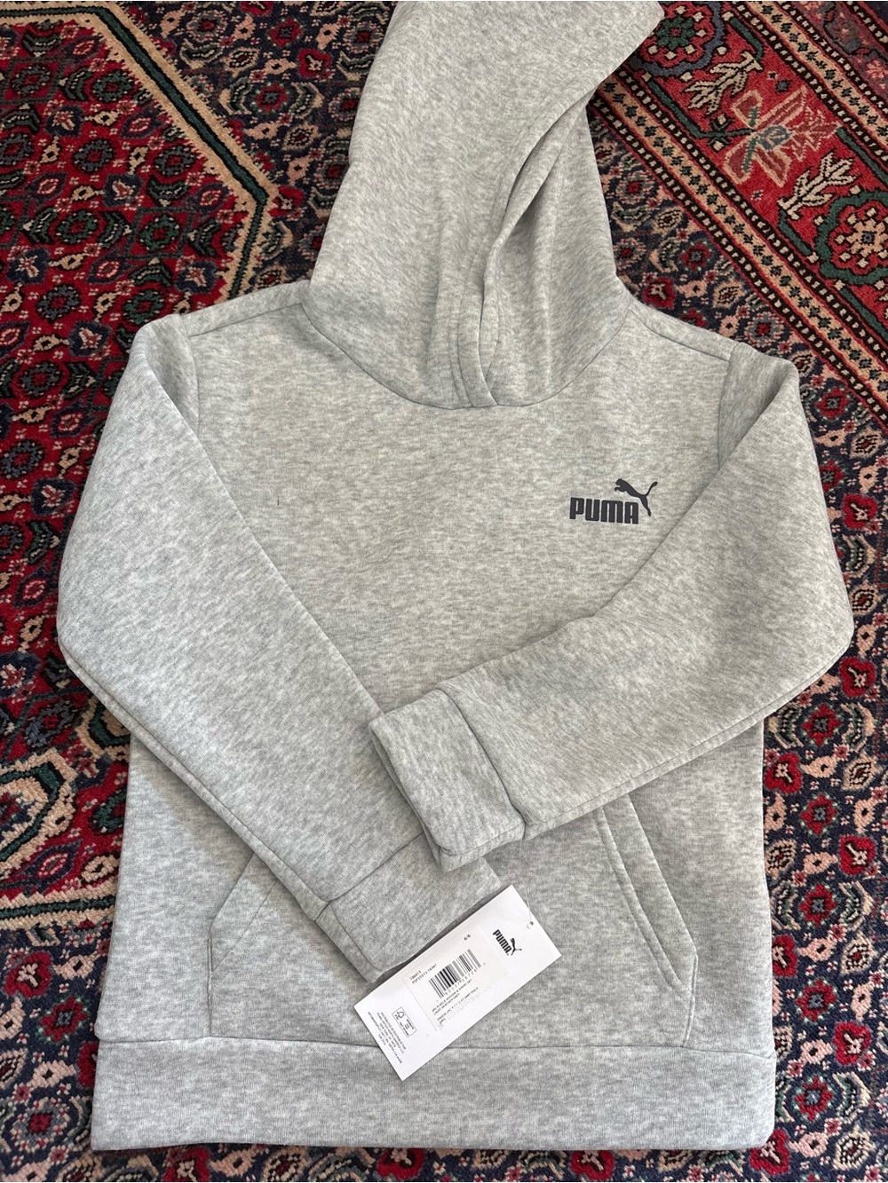 Puma Light Gray Pullover Hoodie with Chest Logo